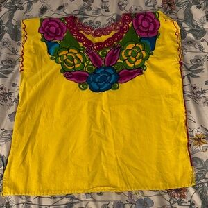 Vibrant Yellow Floral Embroidered Top
